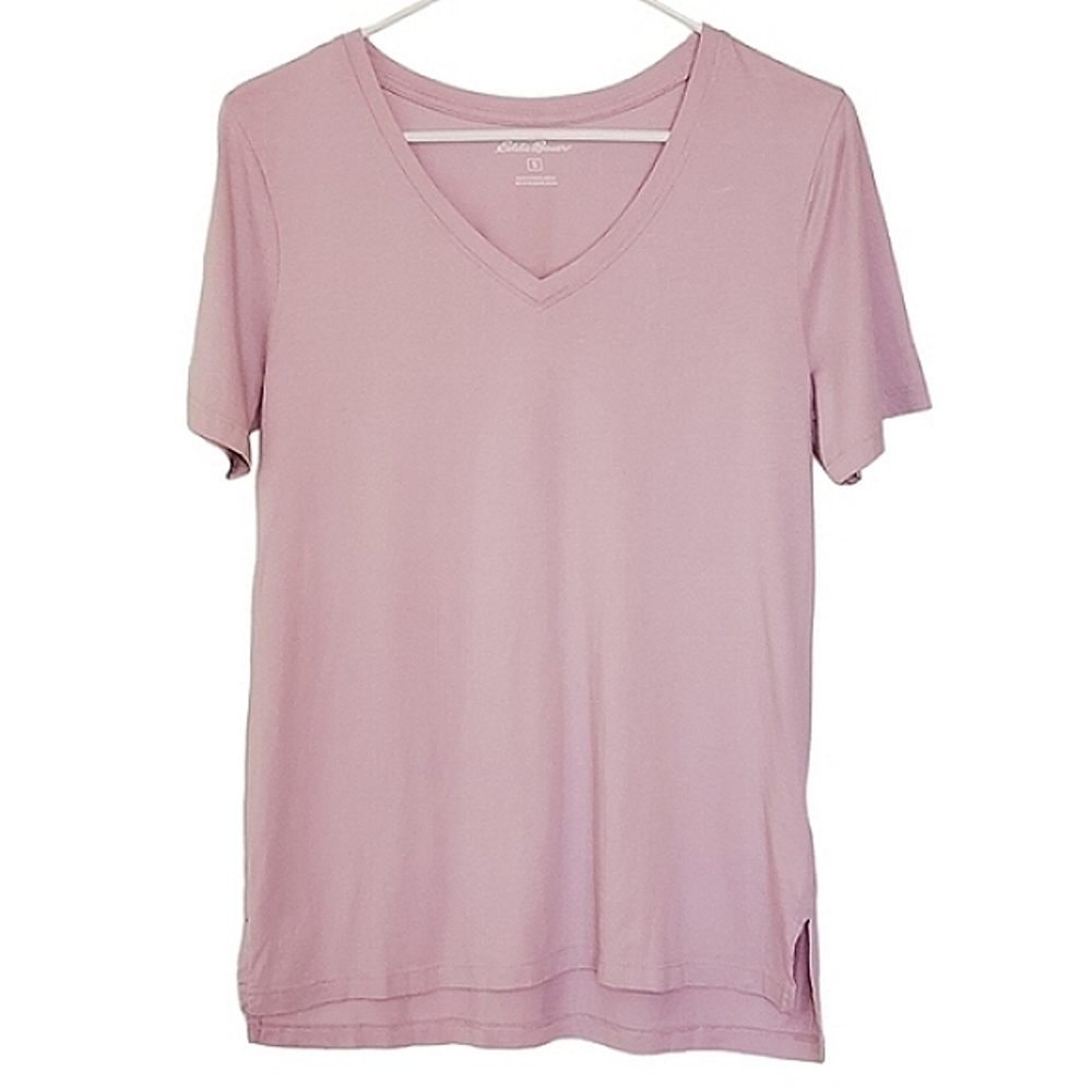 1047 * Eddie Bauer V Neck Tee Purple Size S